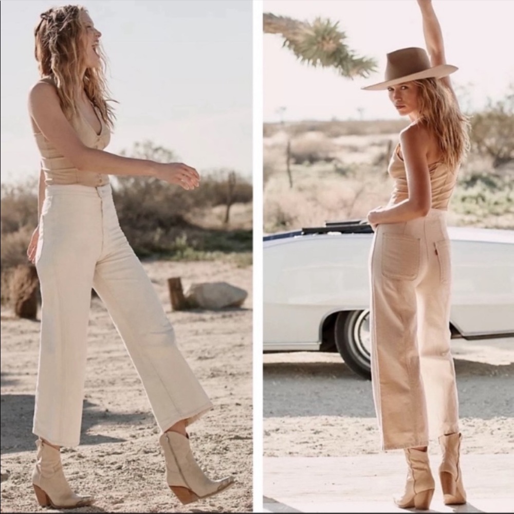 LEVI RIBCAGE WIDE LEG CROP PANTS